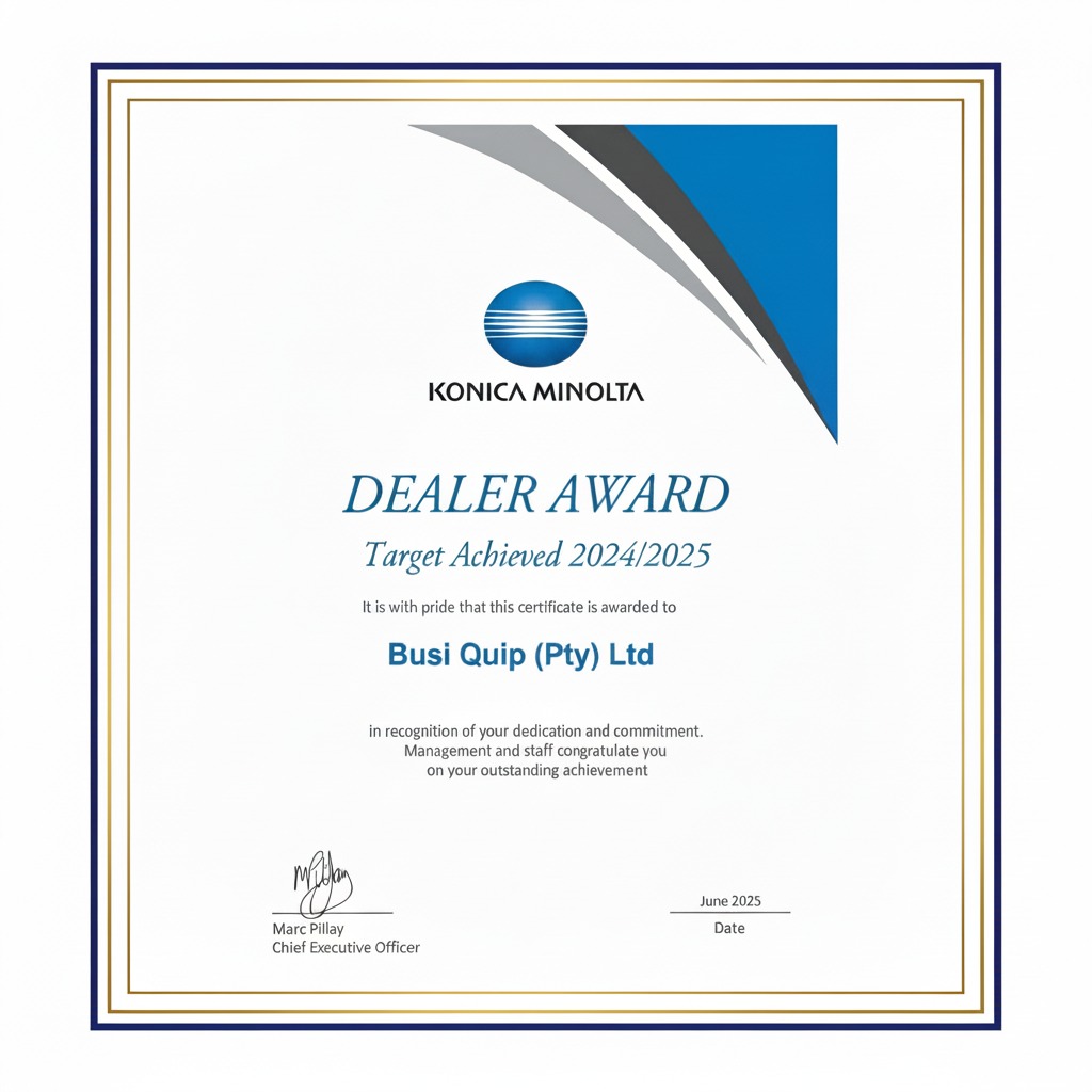 Konica Minolta Dealer Award — Target Achieved 2024/2025