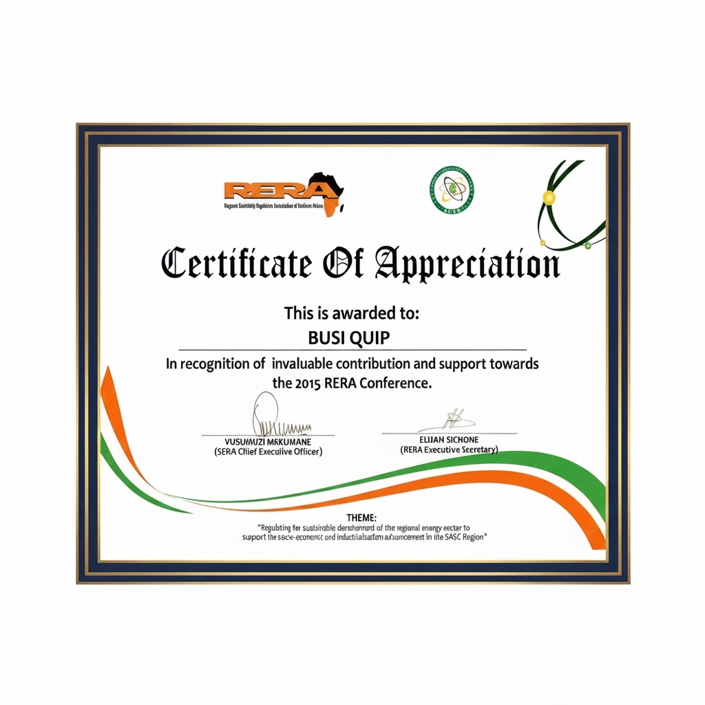 RERA Certificate of Appreciation 2015